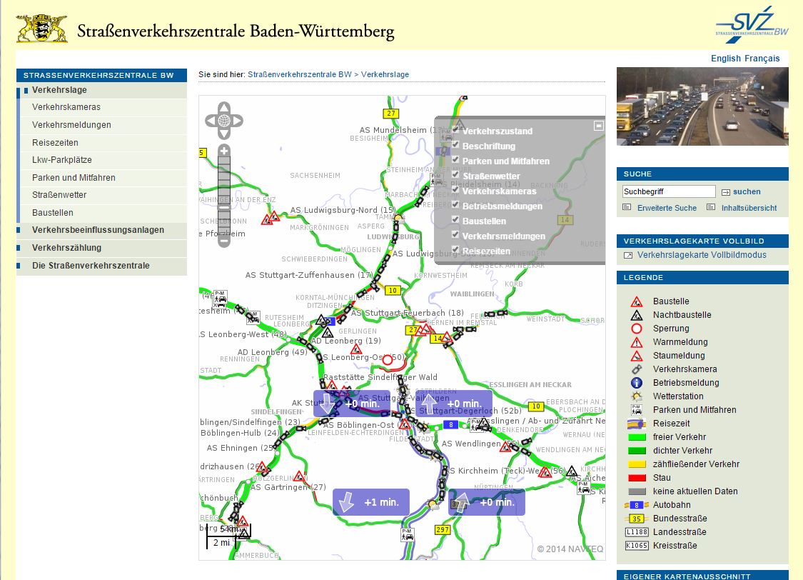 Straßenverkehrszentrale Baden-Württemberg: Onlineservice ausgebaut