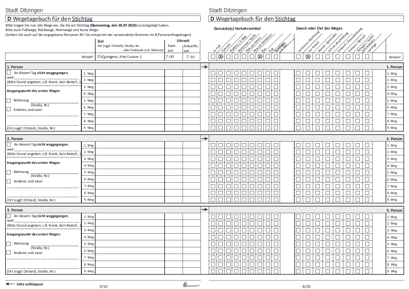 Haushaltsbefragung / Modal Split Befragung Ditzingen